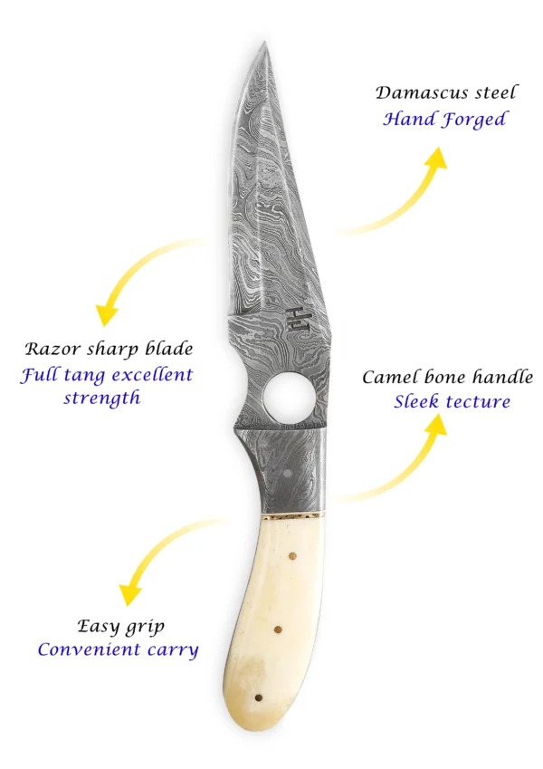 Handmade Damascus Steel Hunting Knife Camping Knife Full Tanfg with Leather Sheath - Image 3