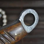 Handmade Damascus Hunting Knife with Leather Sheath - Image 4