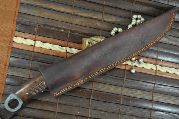 Handmade Damascus Hunting Knife with Leather Sheath - Image 5